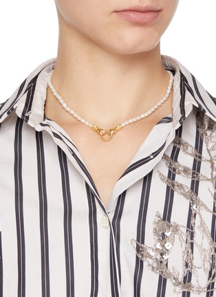 Figure View - Click To Enlarge - MISSOMA - x Harris Reed In Good Hands 18K Gold Plated Brass Pearl Topaz Onyx Necklace