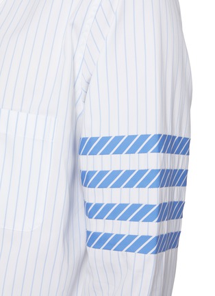  - THOM BROWNE - Four-Bar Striped Cotton Poplin Shirt