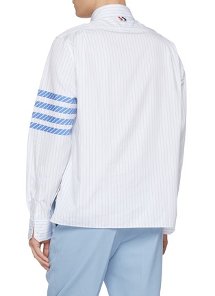 Back View - Click To Enlarge - THOM BROWNE - Four-Bar Striped Cotton Poplin Shirt