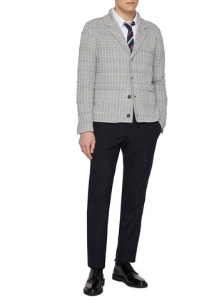Figure View - Click To Enlarge - THOM BROWNE - Cotton Linen Cashmere Waffle Knit Cardigan