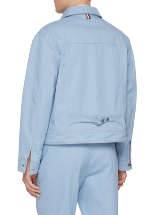 Back View - Click To Enlarge - THOM BROWNE - Contrast Stitch Backstrap Denim Jacket