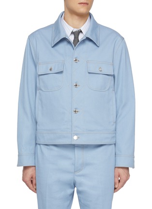 Main View - Click To Enlarge - THOM BROWNE - Contrast Stitch Backstrap Denim Jacket