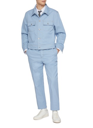 Figure View - Click To Enlarge - THOM BROWNE - Contrast Stitch Backstrap Denim Jacket