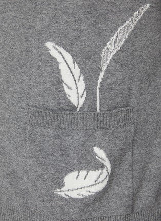  - THOM BROWNE - Feather Intarsia Four-Bar Cotton Cardigan