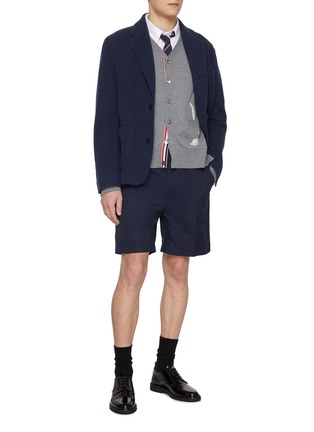 Figure View - Click To Enlarge - THOM BROWNE - Feather Intarsia Four-Bar Cotton Cardigan