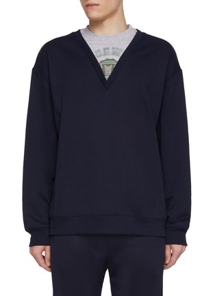 Main View - Click To Enlarge - LOEWE - Layered Varsity Cotton T-Shirt Sweatshirt