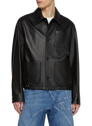Main View - Click To Enlarge - LOEWE - Hybrid Workwear Leather Jacket