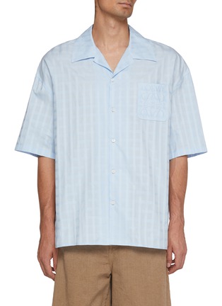 Main View - Click To Enlarge - LOEWE - Checkered Jacquard Anagram Cotton Shirt
