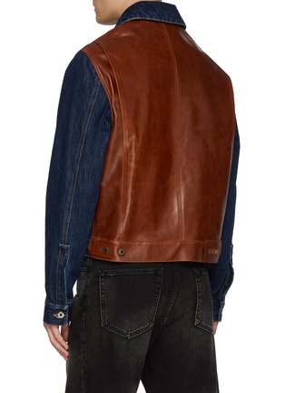 Back View - Click To Enlarge - LOEWE - Hybrid Dark Washed Denim Leather Jacket