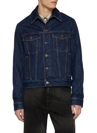 Main View - Click To Enlarge - LOEWE - Hybrid Dark Washed Denim Leather Jacket