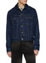 Main View - Click To Enlarge - LOEWE - Hybrid Dark Washed Denim Leather Jacket