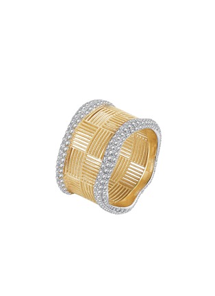 Main View - Click To Enlarge - DOSIS G6C - Chessboard 18K Gold Diamond Ring — HK 13