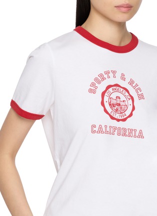  - SPORTY & RICH - California Emblem Cotton Ringer T-Shirt