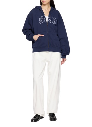 Figure View - Click To Enlarge - SPORTY & RICH - Ivy Zipped Cotton Hoodie