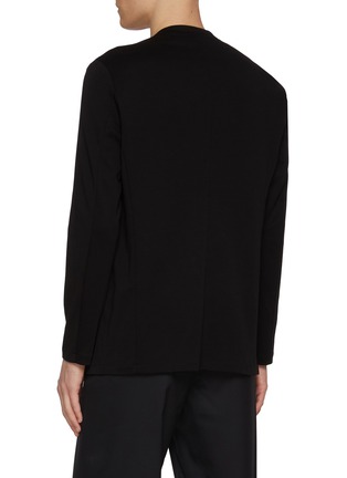 Back View - Click To Enlarge - ATTACHMENT - Collarless Double Faced Cotton Cardigan