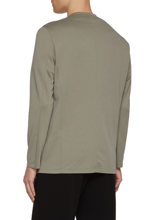 Back View - Click To Enlarge - ATTACHMENT - Collarless Double Faced Cotton Cardigan