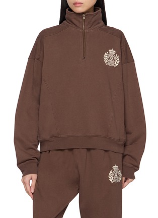 Main View - Click To Enlarge - SPORTY & RICH - Crest Embroidered Cotton Sweatshirt