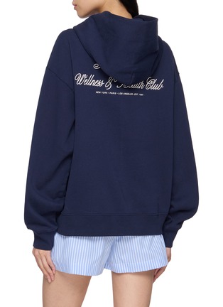 Back View - Click To Enlarge - SPORTY & RICH - International Logo Print Zip Up Cotton Hoodie