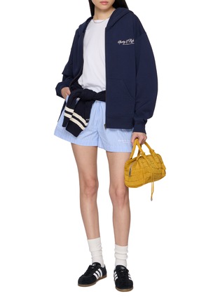 Figure View - Click To Enlarge - SPORTY & RICH - International Logo Print Zip Up Cotton Hoodie