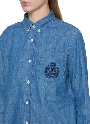  - SPORTY & RICH - Oversized NY Crest Cotton Denim Shirt