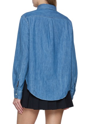 Back View - Click To Enlarge - SPORTY & RICH - Oversized NY Crest Cotton Denim Shirt