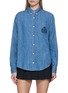SPORTY & RICH Oversized NY Crest Cotton Denim Shirt