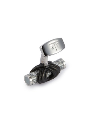 Detail View - Click To Enlarge - TATEOSSIAN - Carbon Infinity Talisman Palladium Alutex Enamel Plated Cufflinks