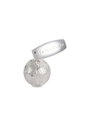 Detail View - Click To Enlarge - TATEOSSIAN - Coral Sphere Rhodium Plated Sterling Silver Cufflinks