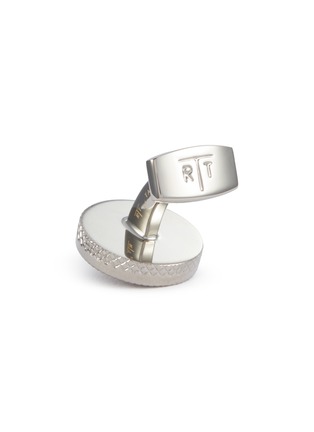 Detail View - Click To Enlarge - TATEOSSIAN - Compass Palladium Plated Enamel Cufflinks
