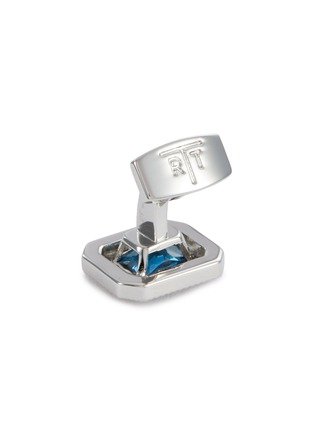 Detail View - Click To Enlarge - TATEOSSIAN - Halo Rectangle Rhodium Plated Cubic Zirconia Cufflinks