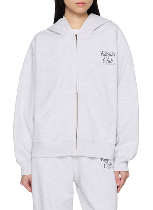 Main View - Click To Enlarge - SPORTY & RICH - New York Racquet Club Zip Up Cotton Hoodie