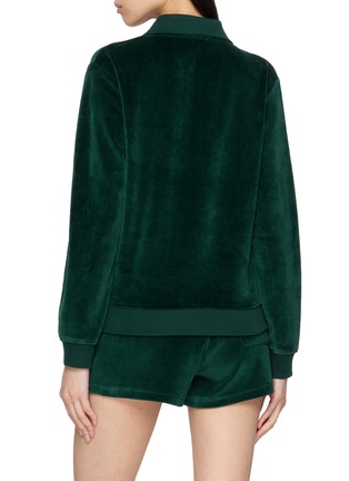 Back View - Click To Enlarge - SPORTY & RICH - Long Sleeve Crown Velour Cotton Tennis Polo Shirt