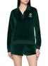 SPORTY & RICH Long Sleeve Crown Velour Cotton Tennis Polo Shirt