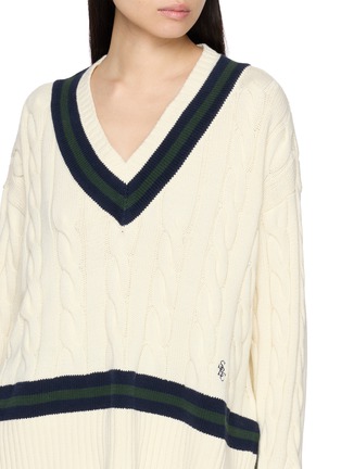  - SPORTY & RICH - SRC Cableknit V-Neck Cotton Sweater