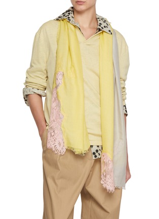 Figure View - Click To Enlarge - LANE'S - The New H Lace Panel Cashmere Silk Shawl