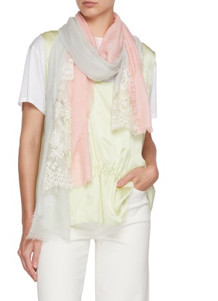 Figure View - Click To Enlarge - LANE'S - The New H Lace Panel Cashmere Silk Shawl