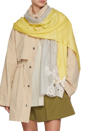 Figure View - Click To Enlarge - LANE'S - The New H Lace Panel Cashmere Silk Shawl