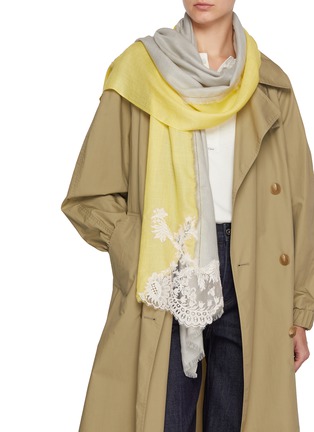 Figure View - Click To Enlarge - LANE'S - The New H Lace Panel Cashmere Silk Shawl