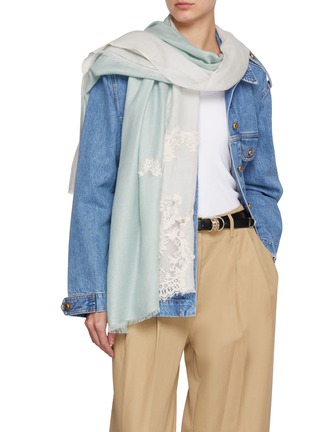 Figure View - Click To Enlarge - LANE'S - The New H Lace Panel Cashmere Silk Shawl
