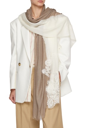Figure View - Click To Enlarge - LANE'S - The New H Lace Panel Cashmere Silk Shawl
