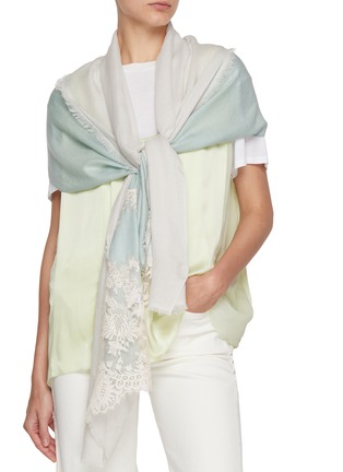 Figure View - Click To Enlarge - LANE'S - The New H Lace Panel Cashmere Silk Shawl