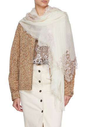 Figure View - Click To Enlarge - LANE'S - The New H Lace Panel Wool Shawl