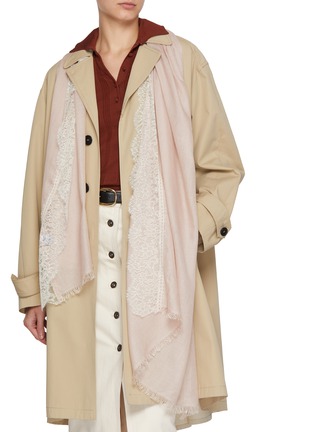 Figure View - Click To Enlarge - LANE'S - The New H Lace Trim Cashmere Silk Shawl