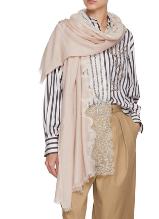 Figure View - Click To Enlarge - LANE'S - The New H Lace Trim Cashmere Silk Shawl