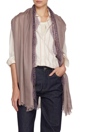 Figure View - Click To Enlarge - LANE'S - The New H Lace Edge Cashmere Silk Shawl