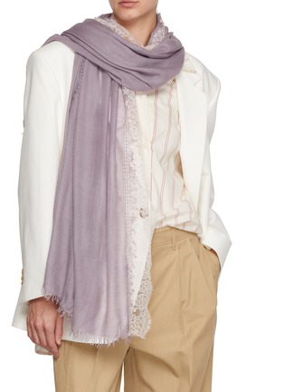 Figure View - Click To Enlarge - LANE'S - The New H Lace Edge Cashmere Silk Shawl