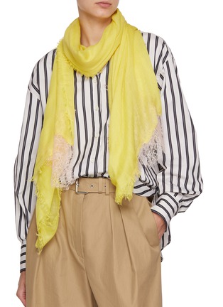 Figure View - Click To Enlarge - LANE'S - The New H Lace Panel Cashmere Silk Shawl