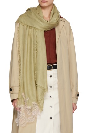 Figure View - Click To Enlarge - LANE'S - The New H Lace Panel Cashmere Silk Shawl