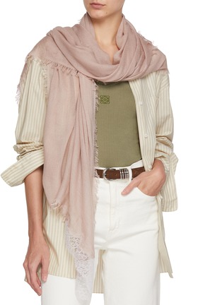 Figure View - Click To Enlarge - LANE'S - The New H Lace Panel Cashmere Silk Shawl