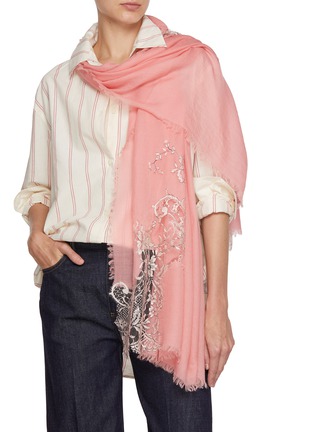 Figure View - Click To Enlarge - LANE'S - The New H Floral Embroidered Wool Shawl